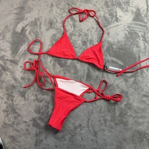 SHERRYLO Bikini Womens Small Red String Triangle Swimsuit Bathing Suit Swimwear